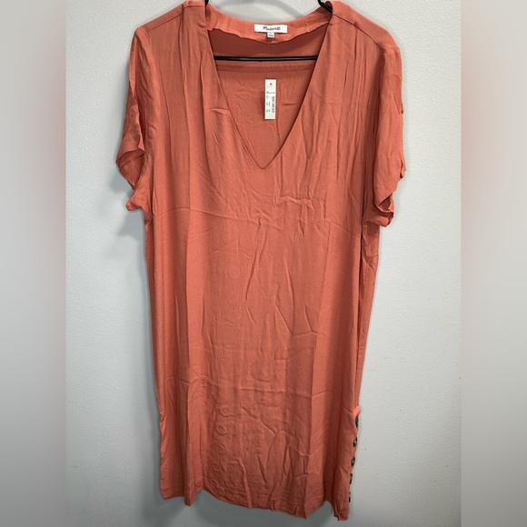 NEW Madewell Side-Button Easy Dress in Sweet Dahlia Women’s L Sheath/Shift Dress - Picture 5 of 13